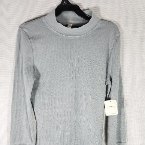 Free People The Rickie Top Long Sleeve Ribbed Shirt Grey Haze Small (4-6… - Picture 2 of 7